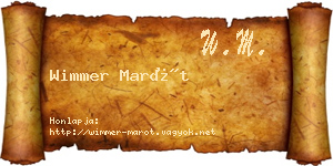 Wimmer Marót névjegykártya